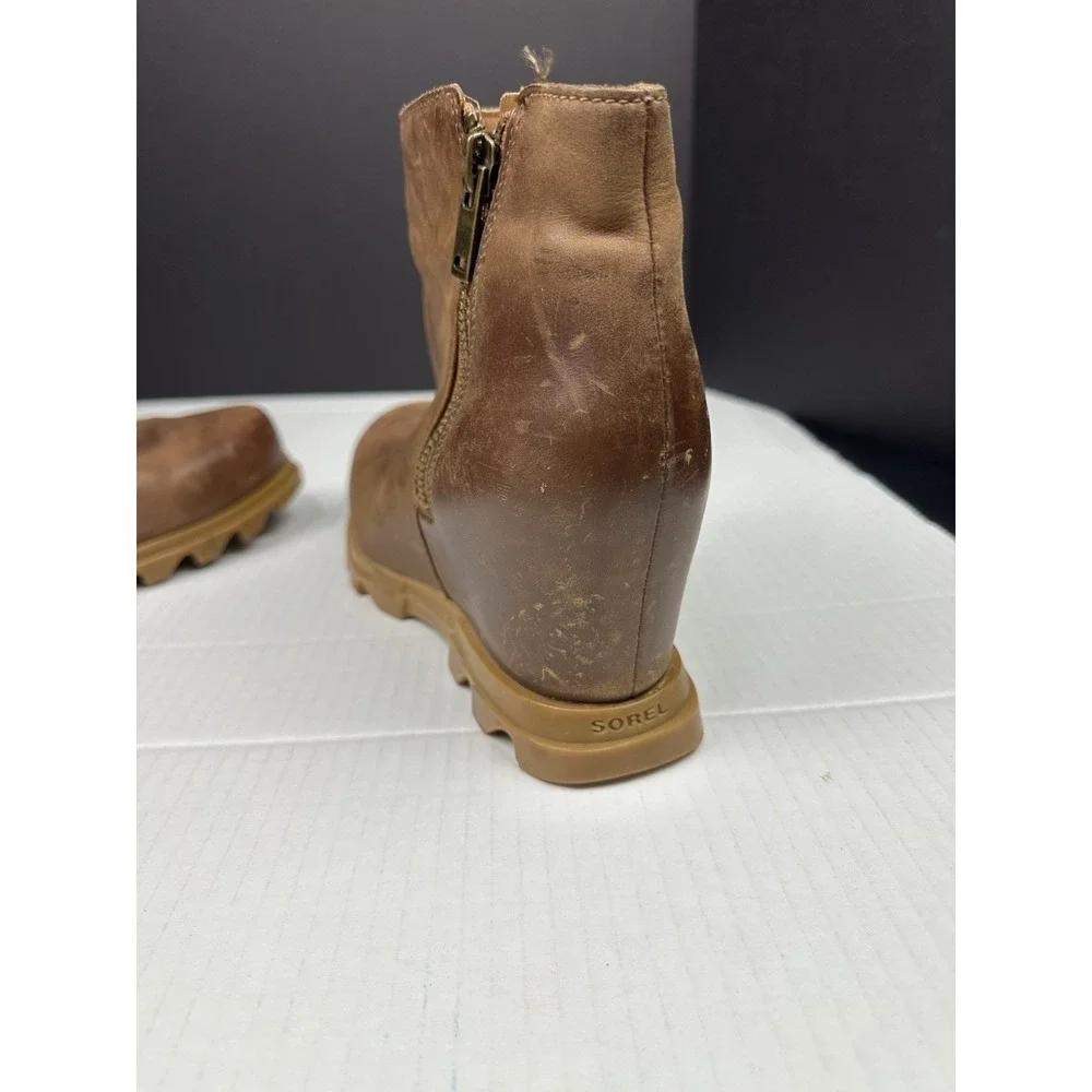 Sorel Joan Arctic Wedge III Chelsea Boots Women's 10.5 Brown Leather Round Toe